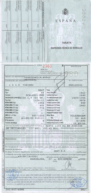 Ficha técnica del vehículo